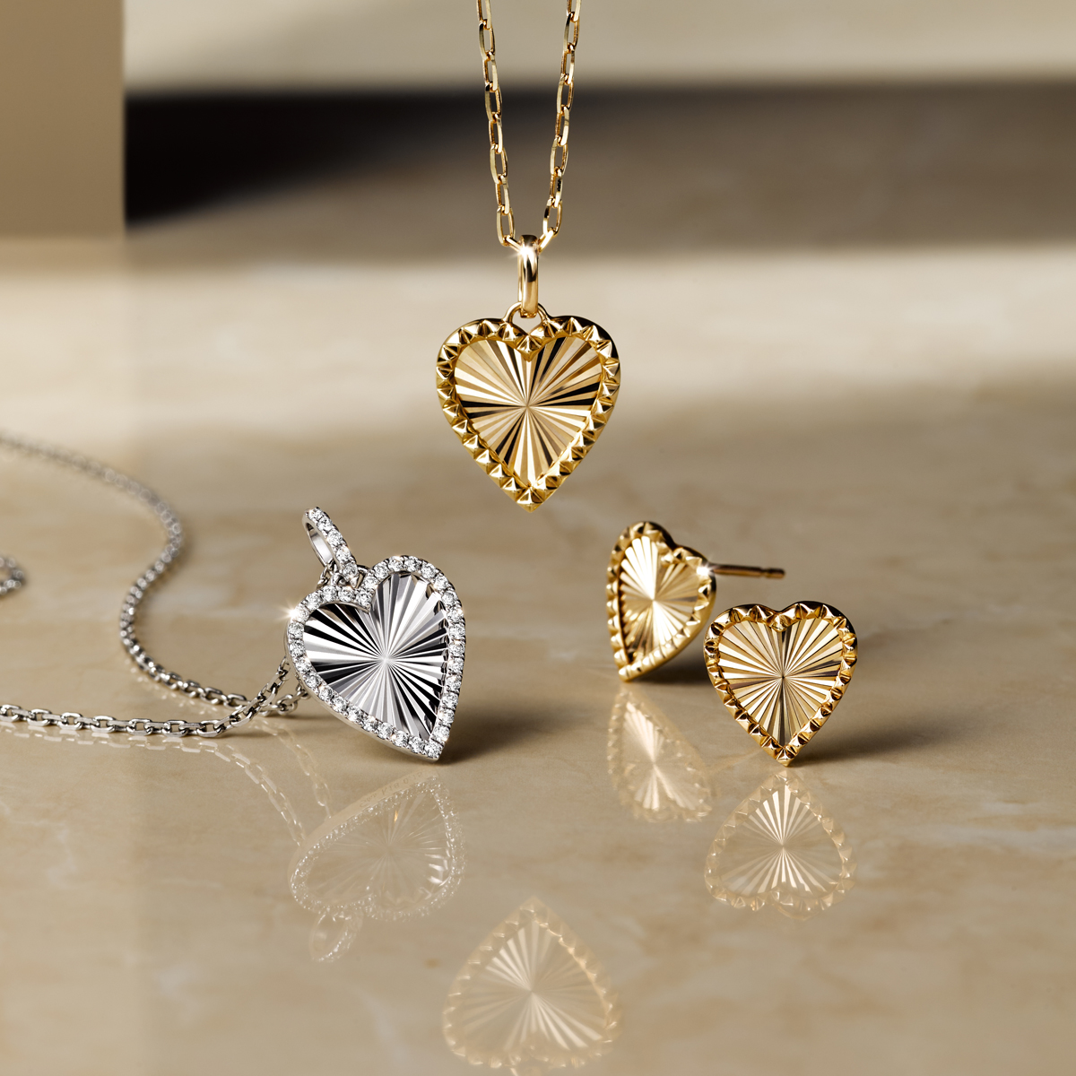 PERSONALIZE YOU】ETCHED HEART CHARM (S/K18YG)(2ZC8816)K18 チャーム